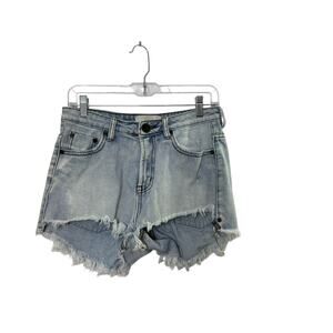 One Teaspoon Distressed Cut-off Light Rinse High Waist Denim Jean Shorts 26 / 2